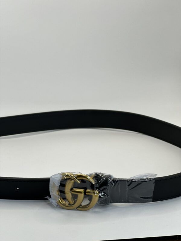 GG leather belt – Black/Gold