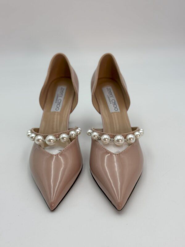 Aurelie 65 Ballet Patent Leather Pointed Pumps with Pearl Embellishment